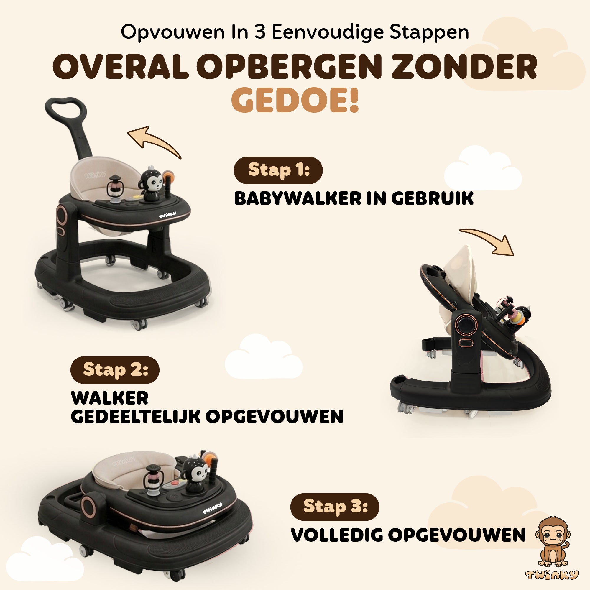 Twinky Babywalker GO - 2-in-1 Walker Seat & Walker