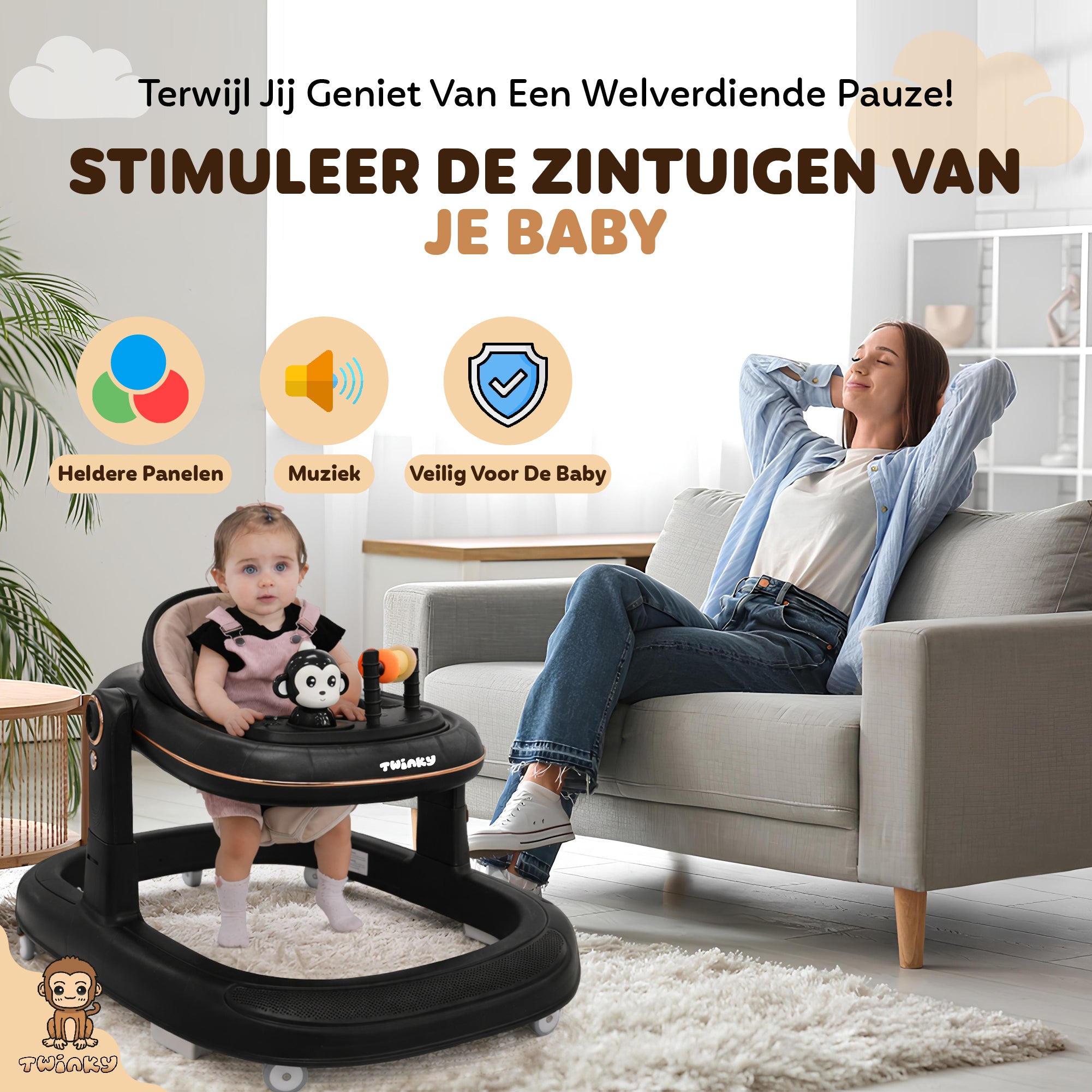 Twinky Babywalker GO - 2-in-1 Walker Seat & Walker