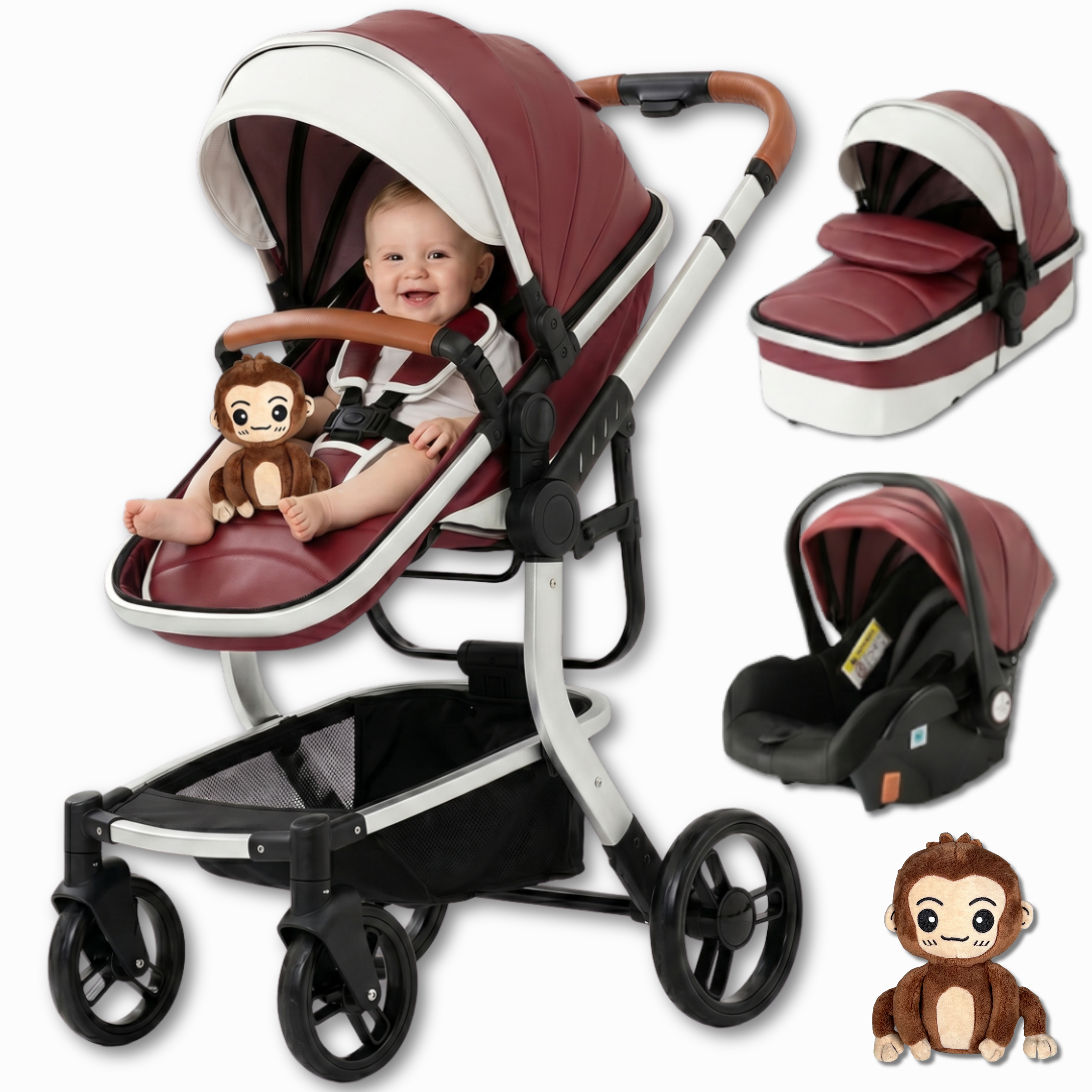 Twinky 4-in-1 Kinderwagen Luxury Set - Bordeaux