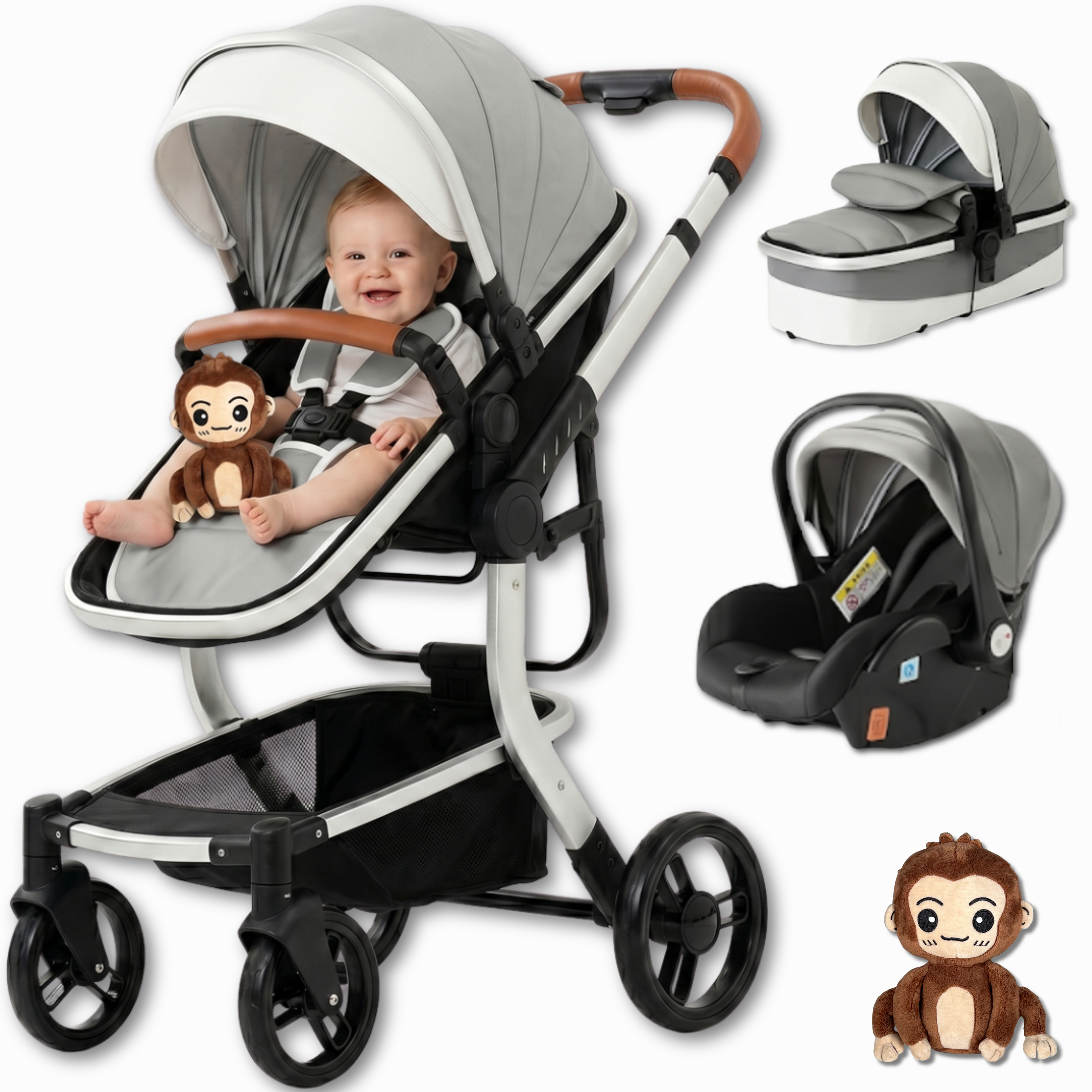 Twinky 4-in-1 Kinderwagen Luxury Set - Grijs