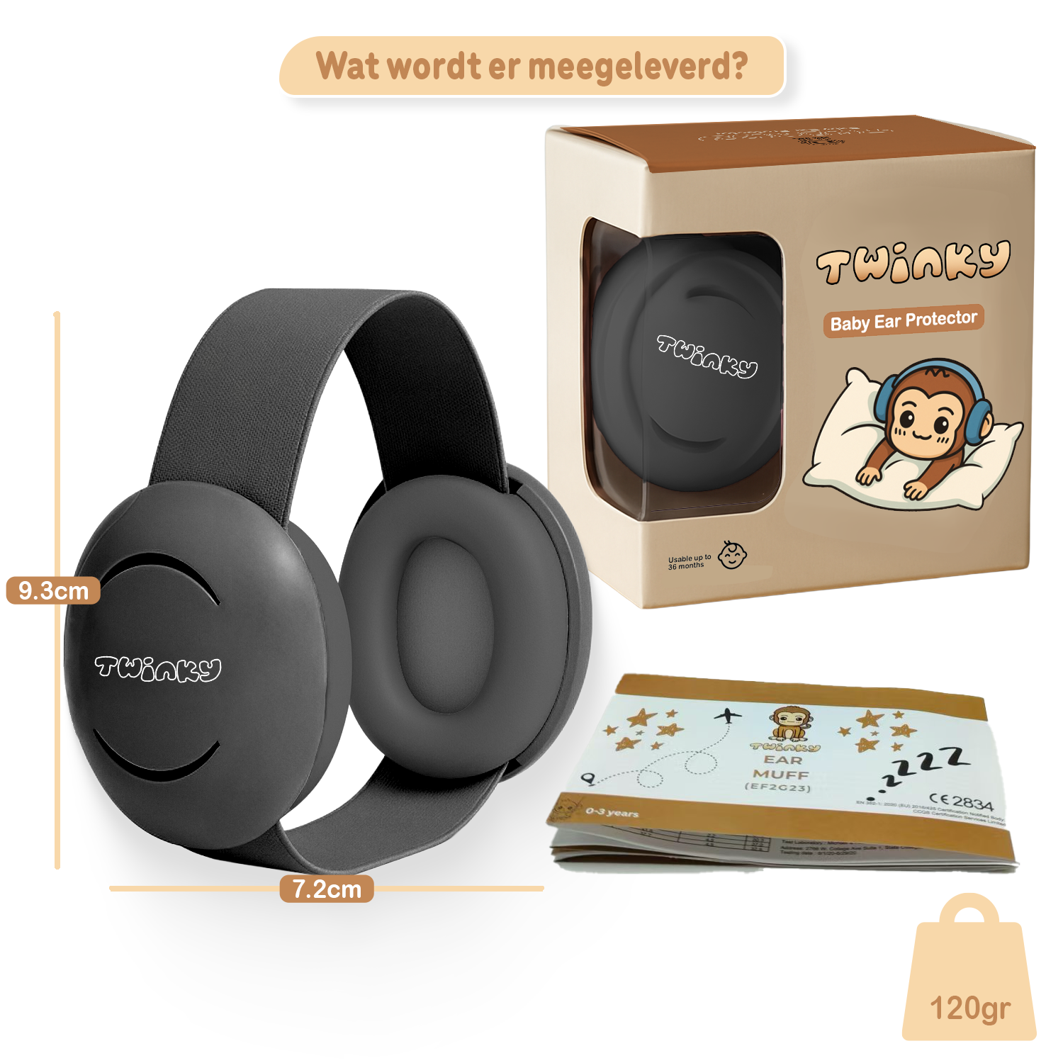 Twinky Baby Muffy's - Protection auditive pour bébé et tout-petit - Noir