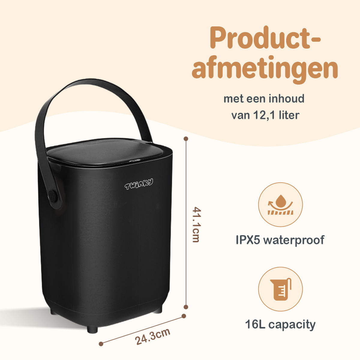 Poubelle à couches Twinky - Modèle à capteur – Noir