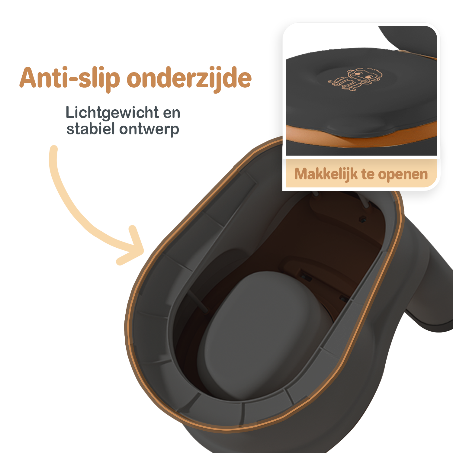 Twinky Potty - Plaspotje Zwart Bruin