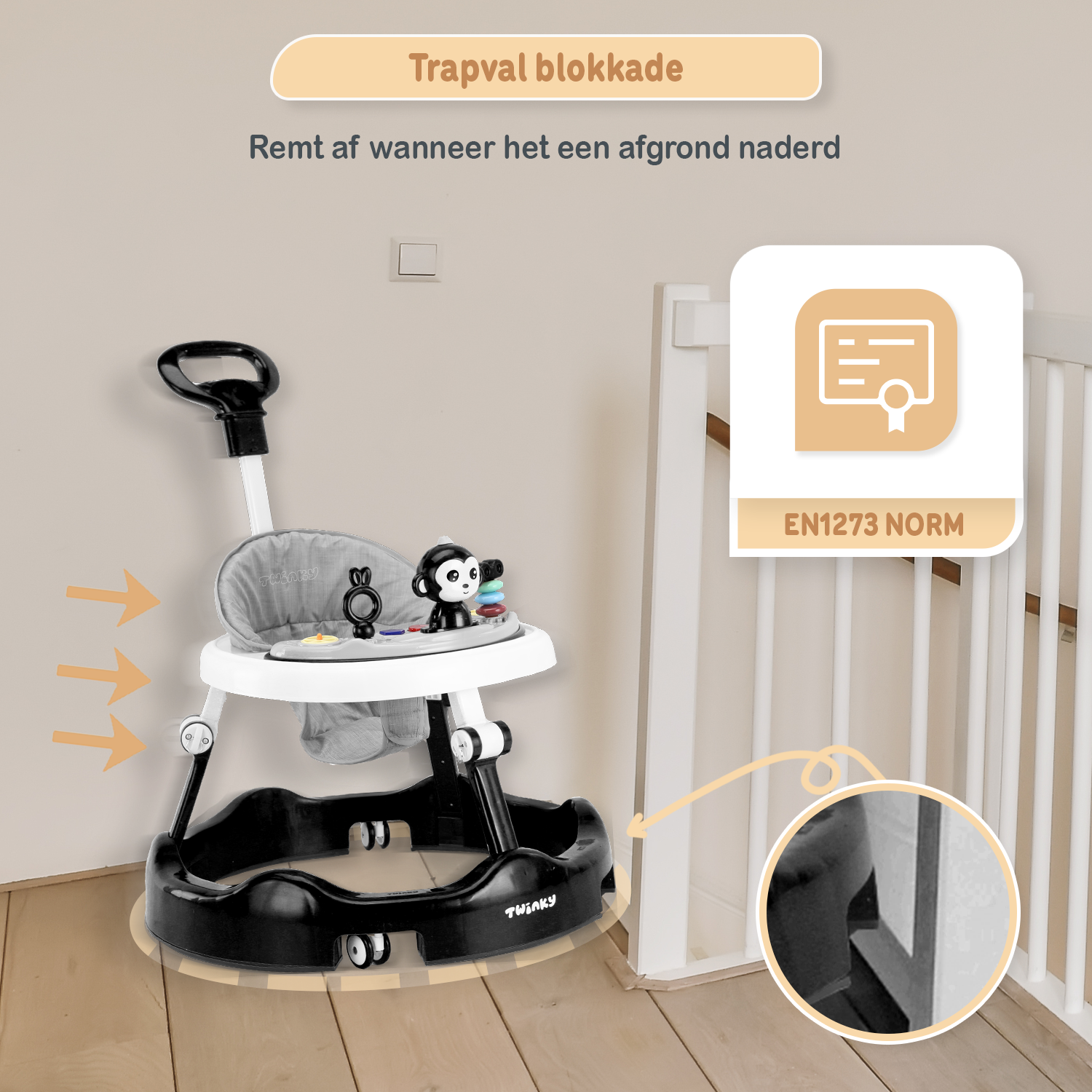 Twinky Babywalker - Loopstoel Zwart