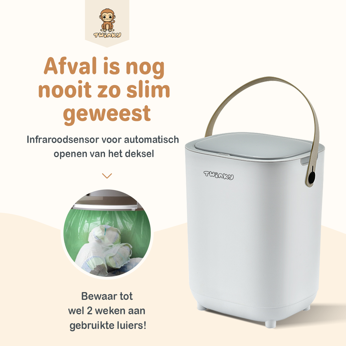 Twinky Luieremmer - Sensor Model – Grijs