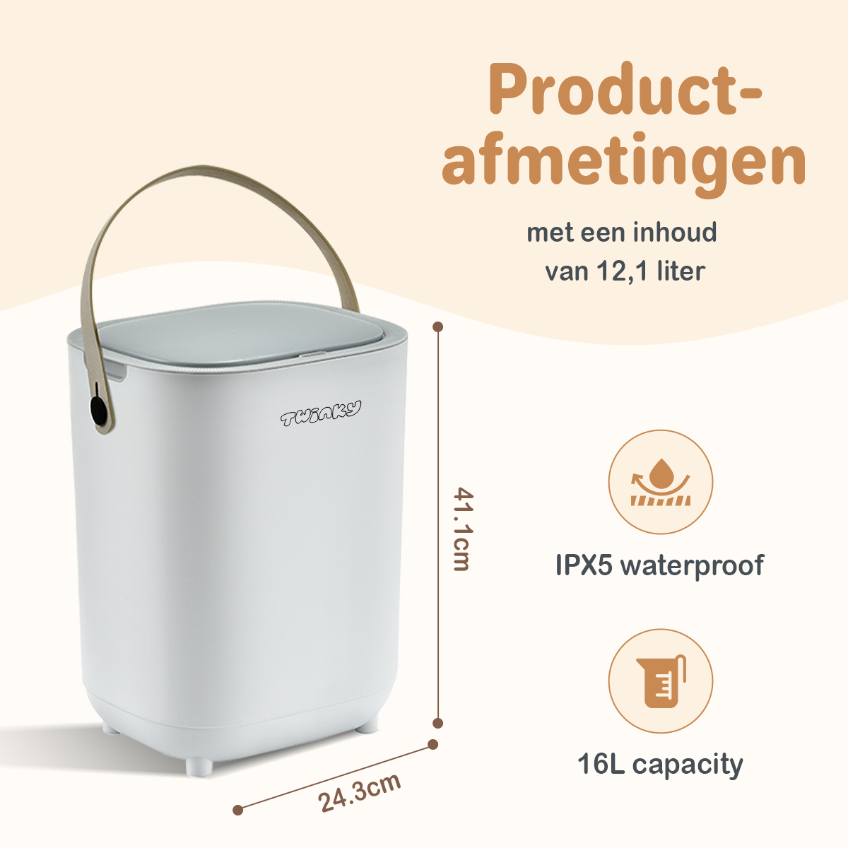 Twinky Poubelle à Couches - Modèle à Capteur – Gris