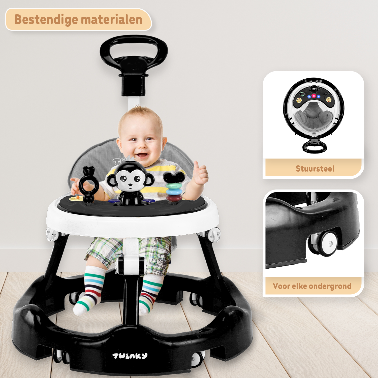 Twinky Babywalker - Loopstoel Zwart