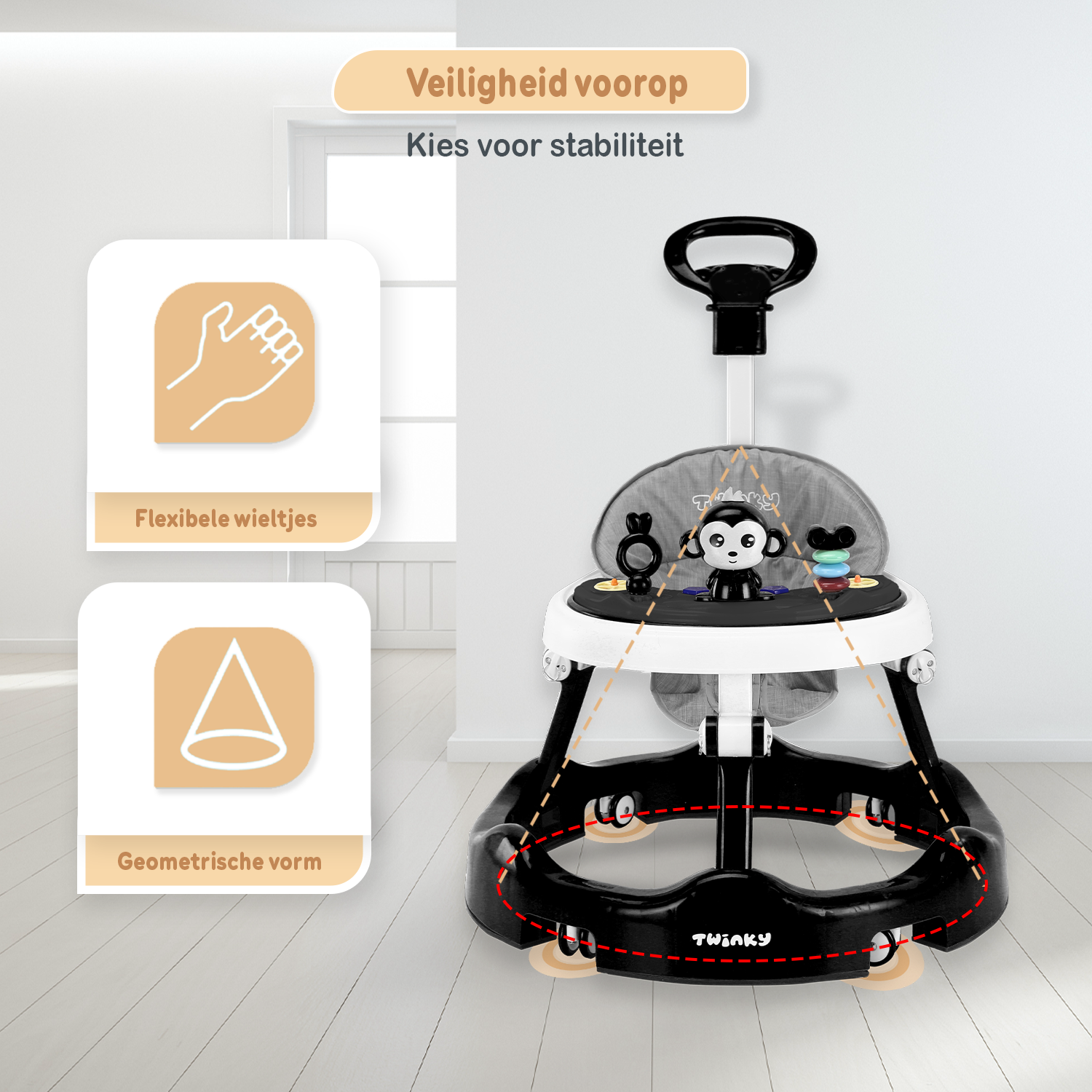Twinky Babywalker - Loopstoel Zwart