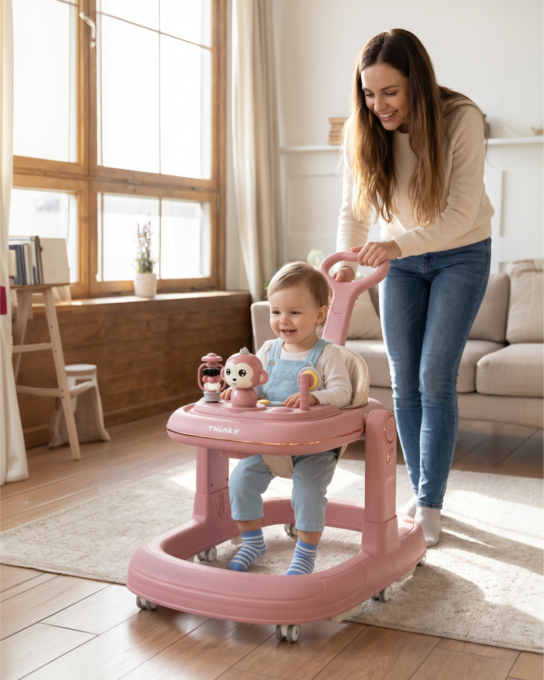 Twinky Babywalker GO - 2-in-1 Loopstoel & Loopwagen - Pink