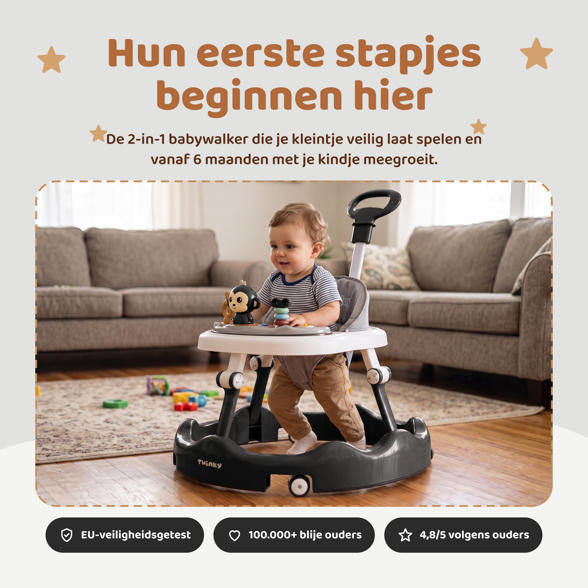 Twinky Babywalker - Loopstoel Zwart