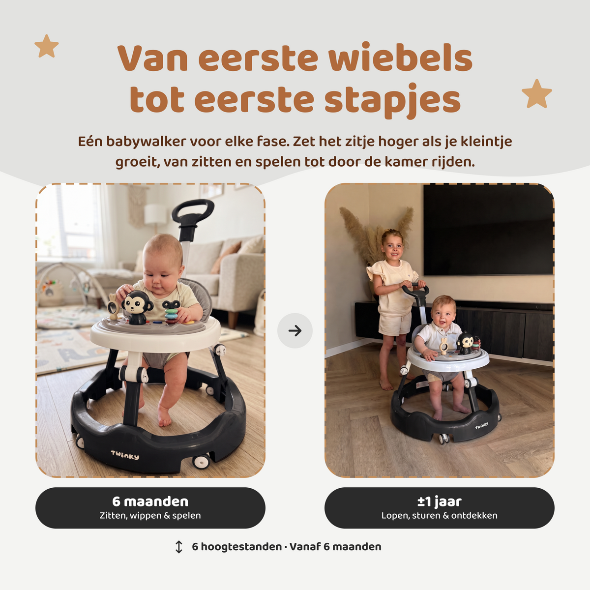 Twinky Babywalker - Loopstoel Zwart