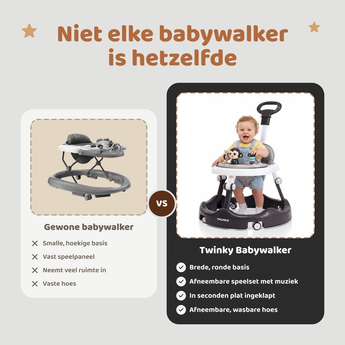 Twinky Babywalker - Loopstoel Zwart