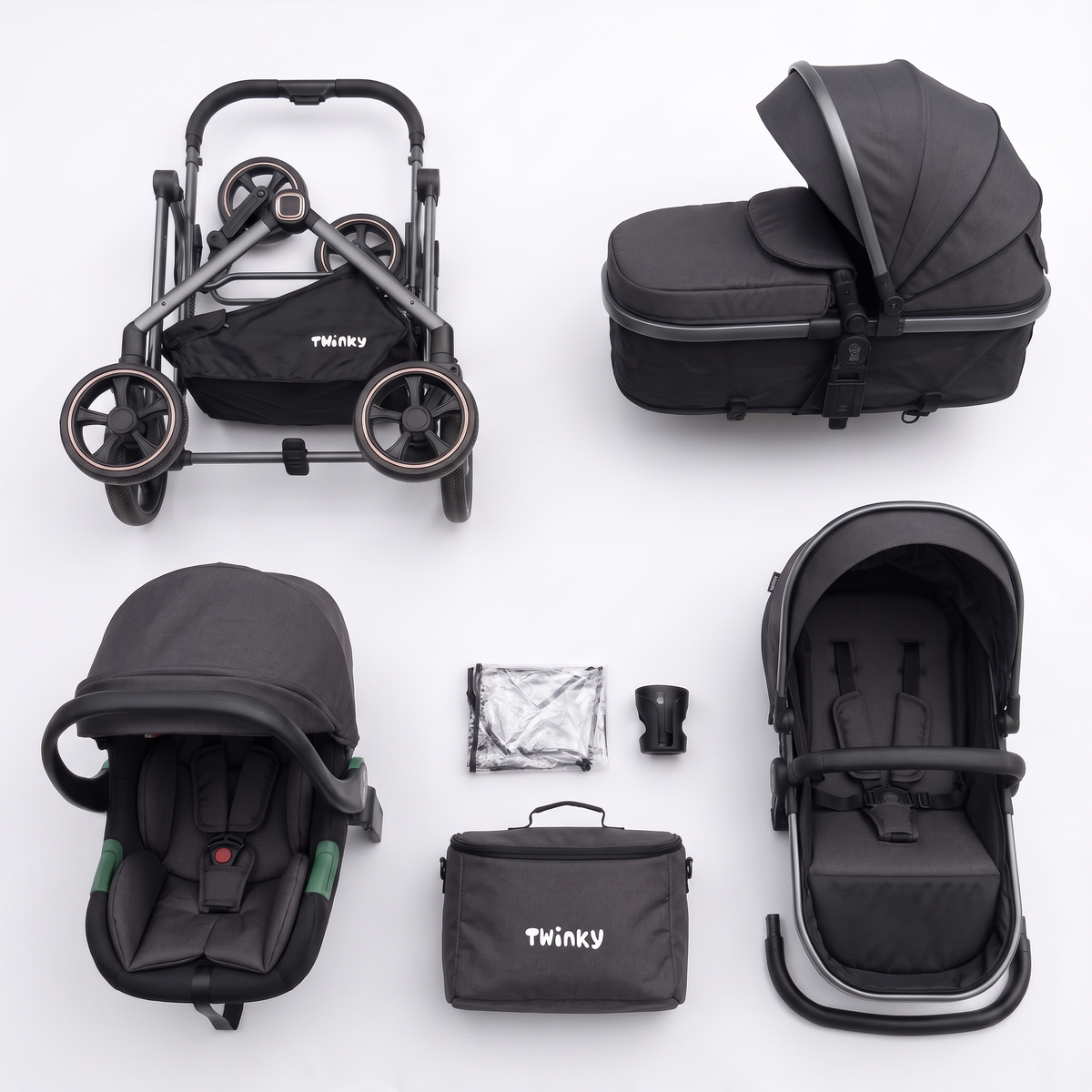 Passeggino Twinky 4 in 1 - Nero
