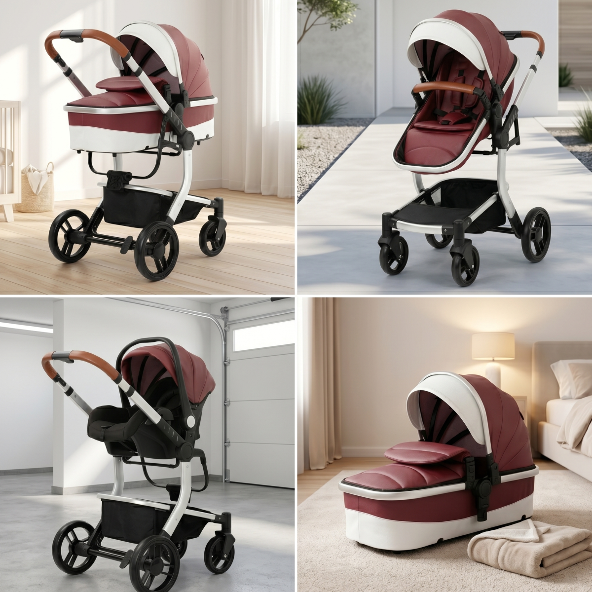 Twinky 4-in-1 Kinderwagen Luxury Set - Bordeaux