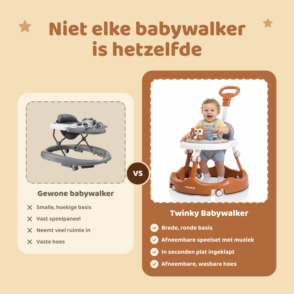Twinky Babywalker - Loopstoel Brown