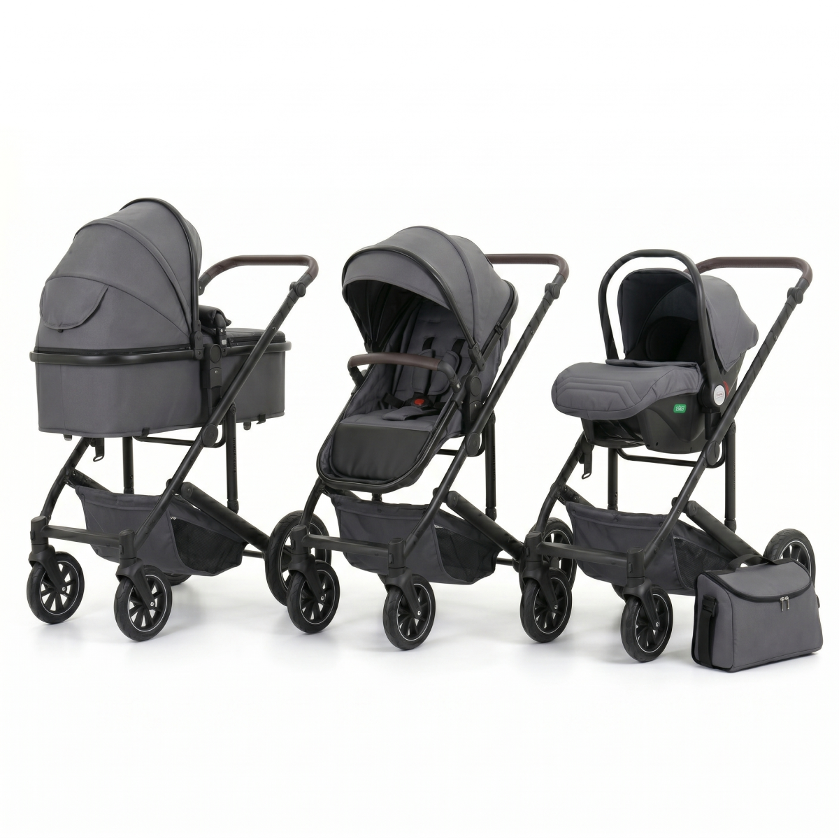 Twinky 4-in-1 Kinderwagen - Dark Grey (Buggy, Autostoel & Reisbedje in 1)