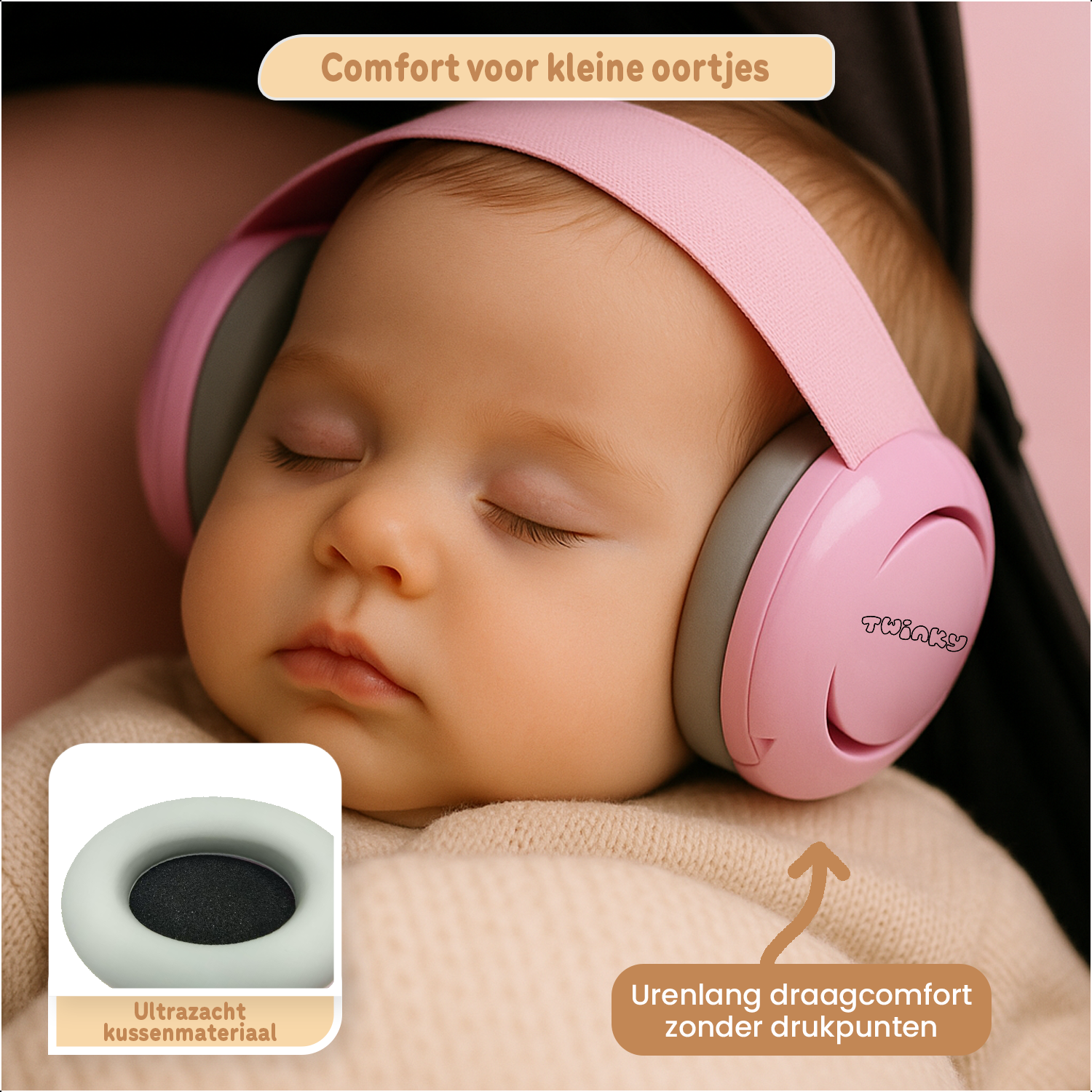 Twinky Baby Muffy's - Protection auditive pour bébé et tout-petit - Rose