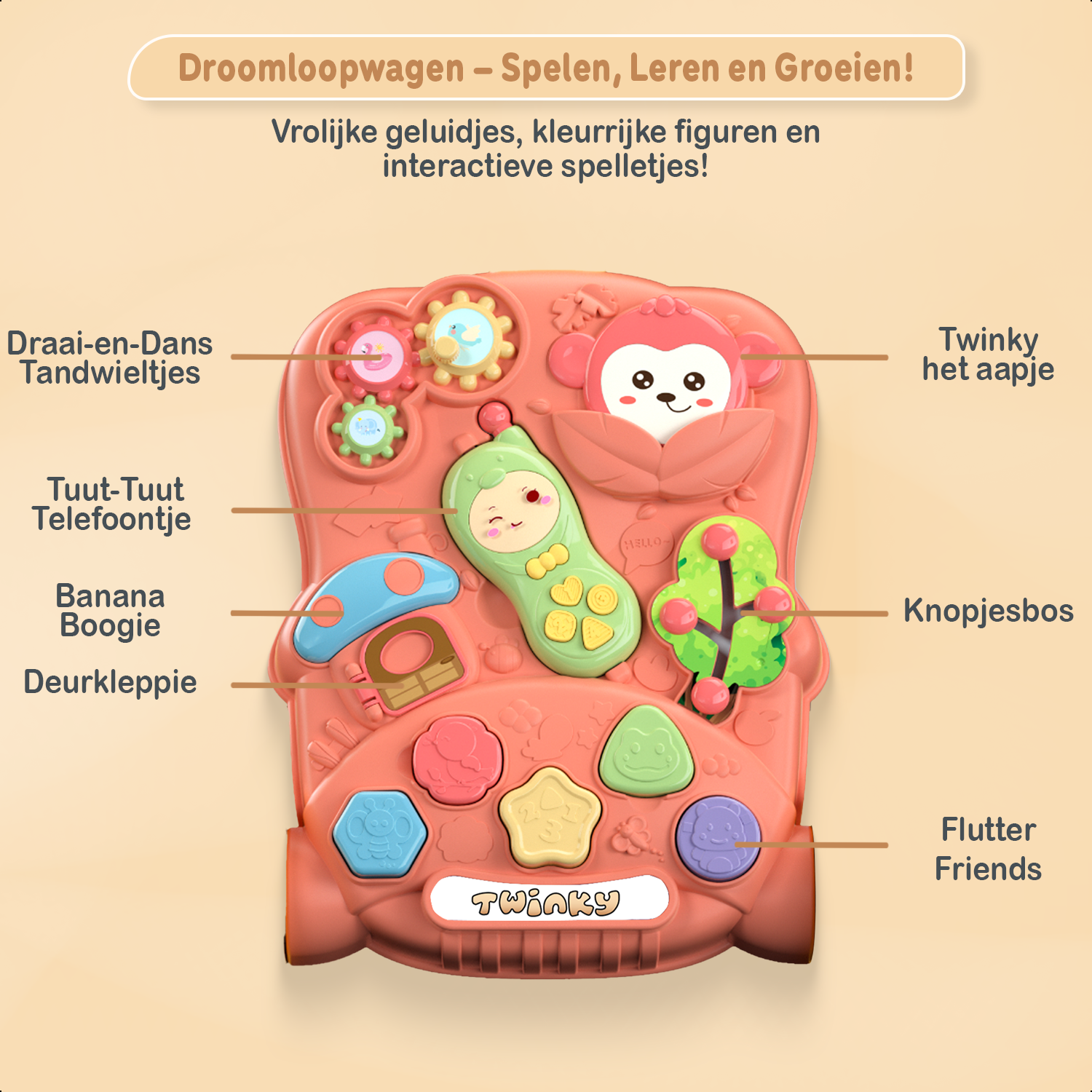 Twinky Trotteur Interactif - Rose