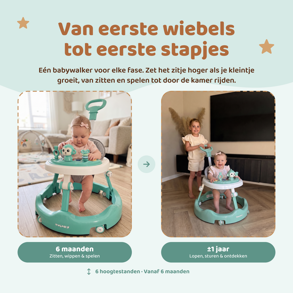 Twinky Babywalker - Loopstoel Mint Groen