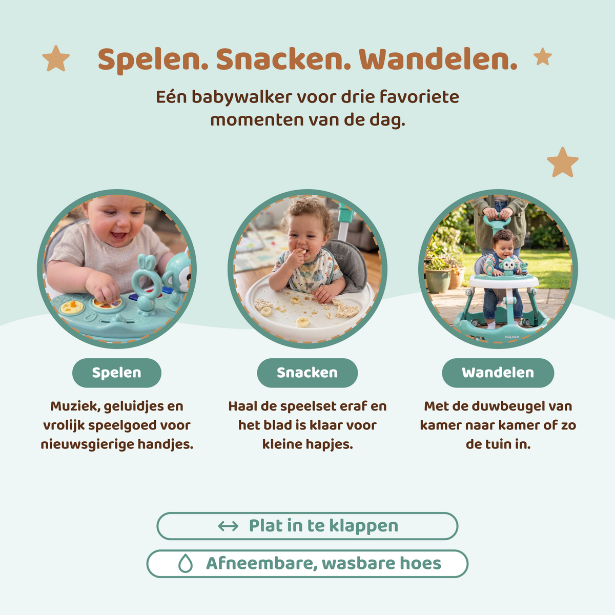 Twinky Babywalker - Loopstoel Mint Groen