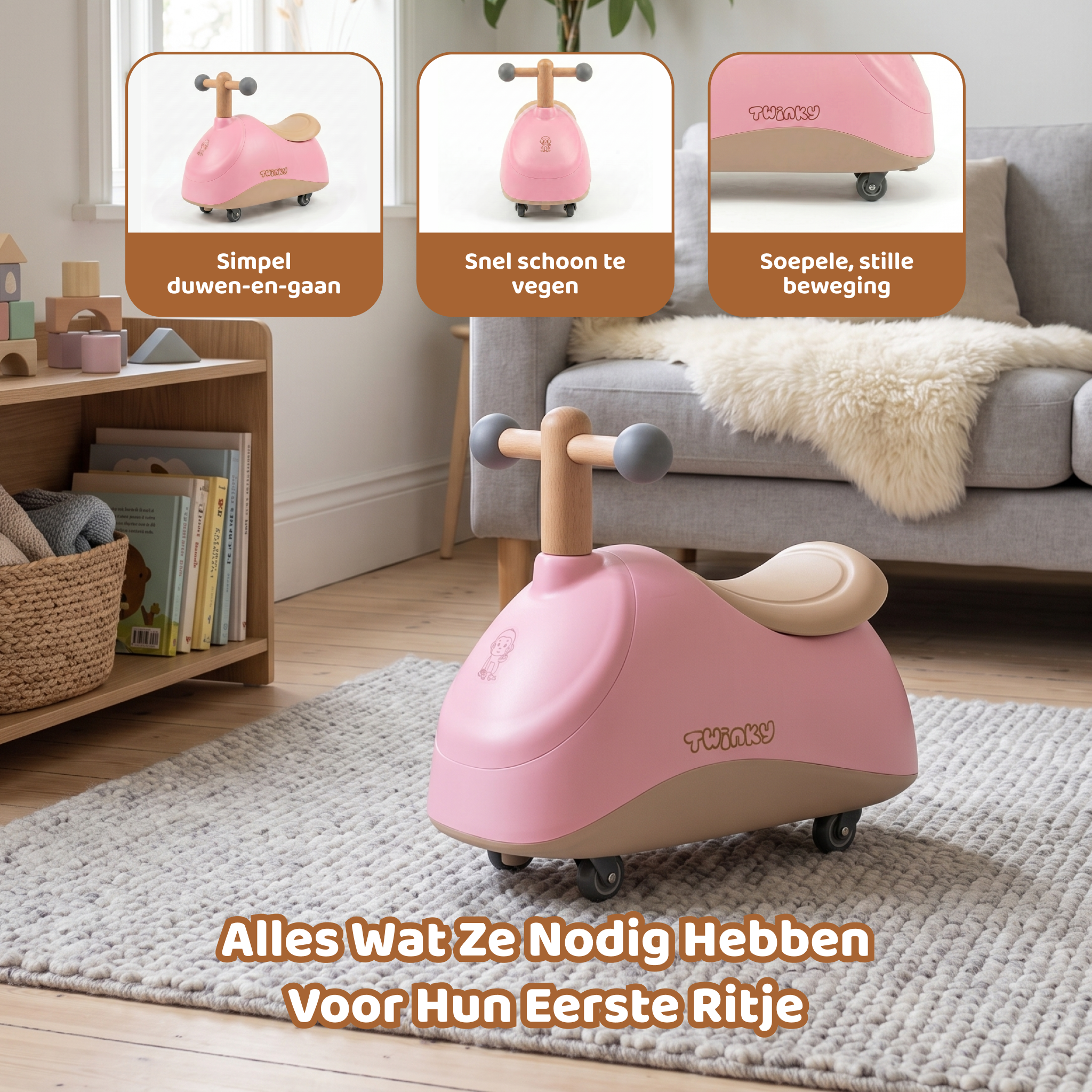 Twinky Interaktiv Gåvagn - Rosa
