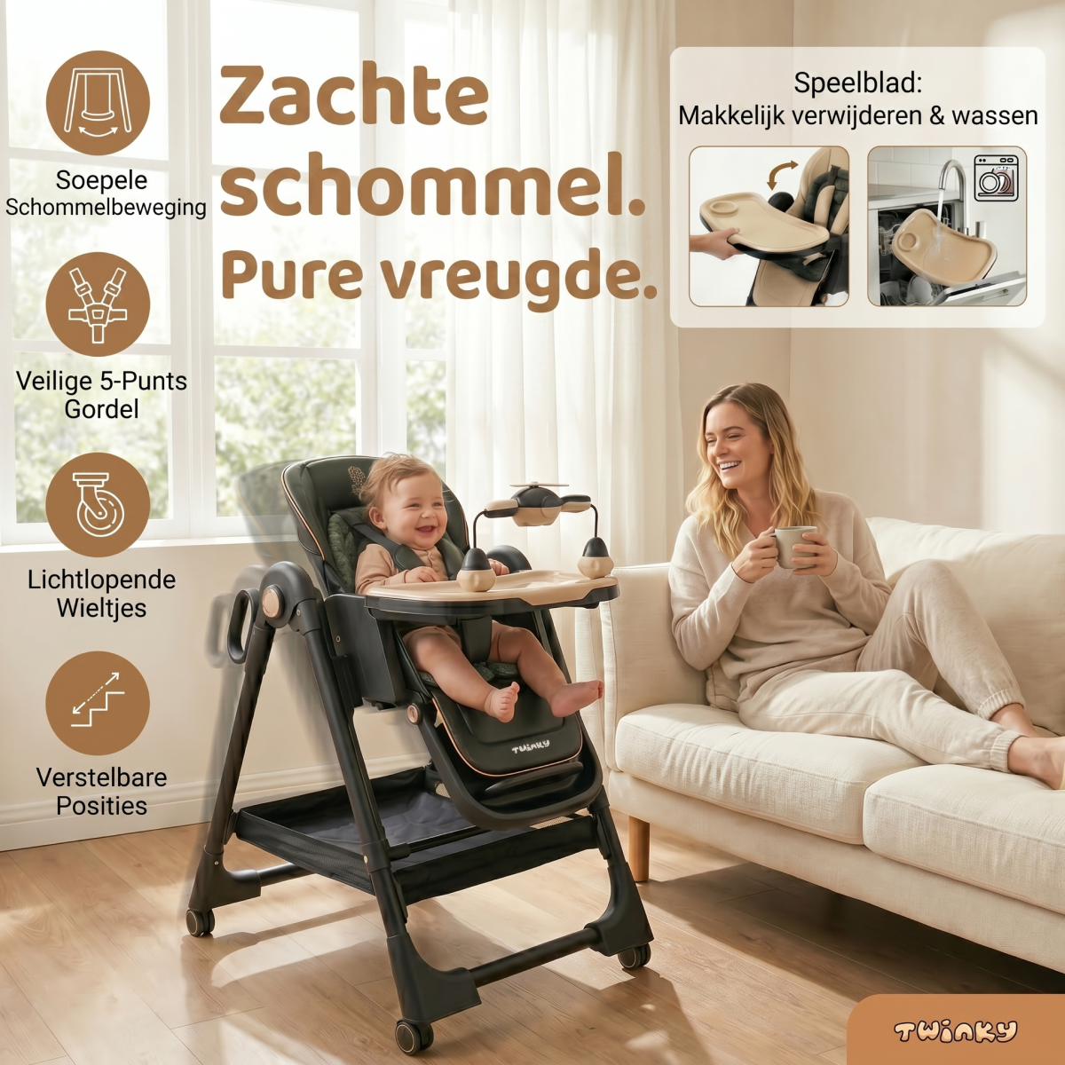 (NIEUW) Twinky Kinderstoel EXPLORE - Black
