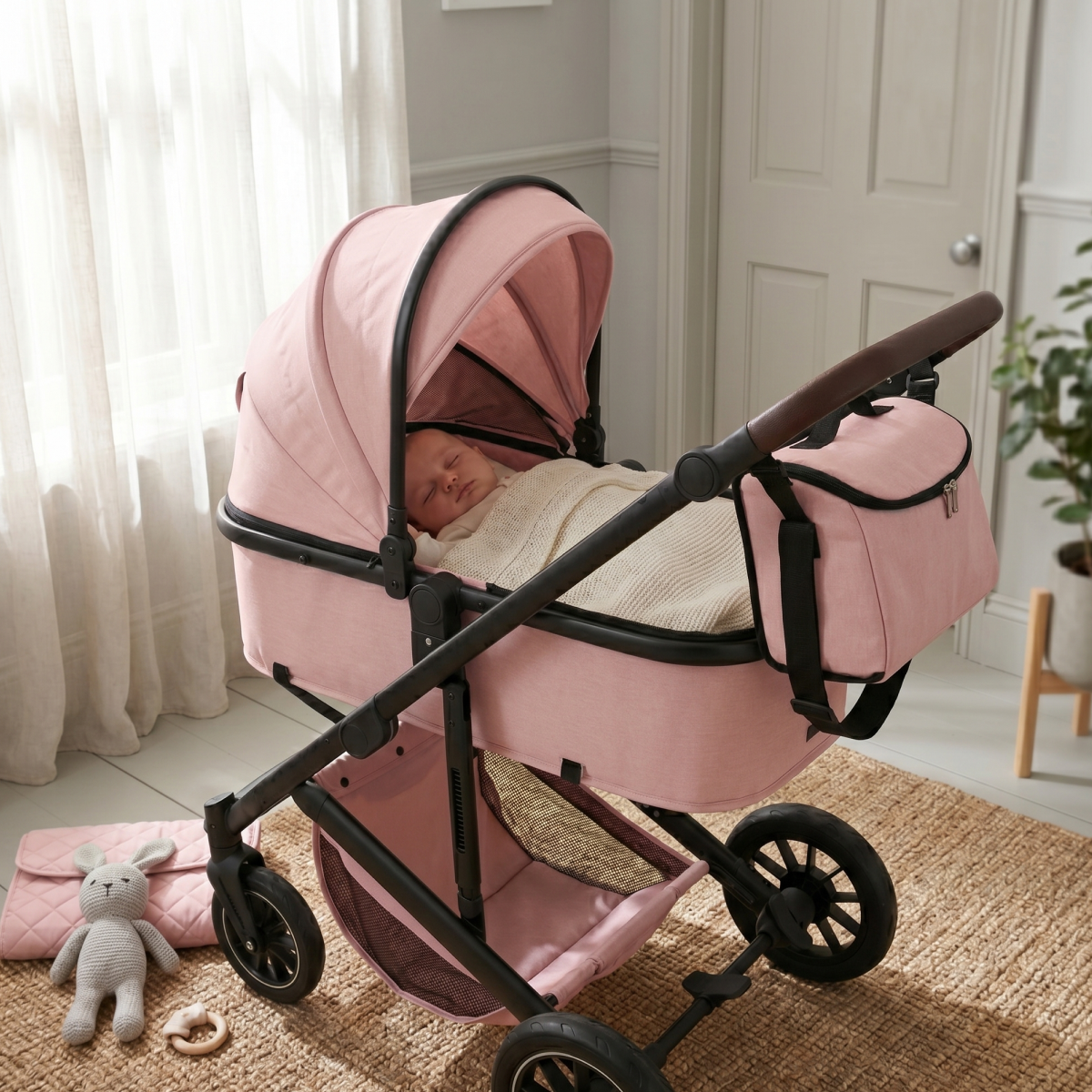 Twinky 4-in-1 Kinderwagen - Soft Pink (Buggy, Autostoel & Reisbedje in 1)