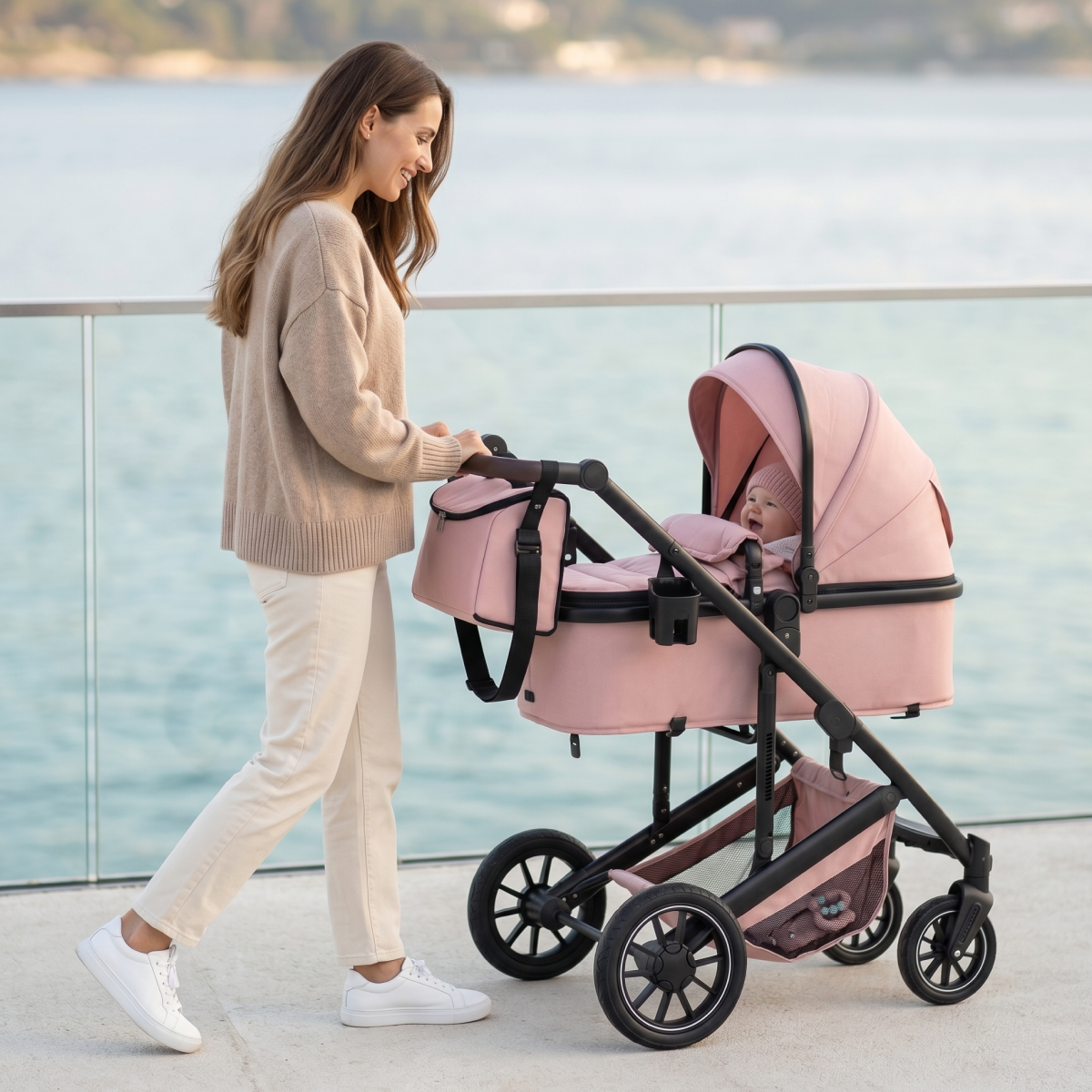 Twinky 4-in-1 Kinderwagen - Soft Pink (Buggy, Autostoel & Reisbedje in 1)