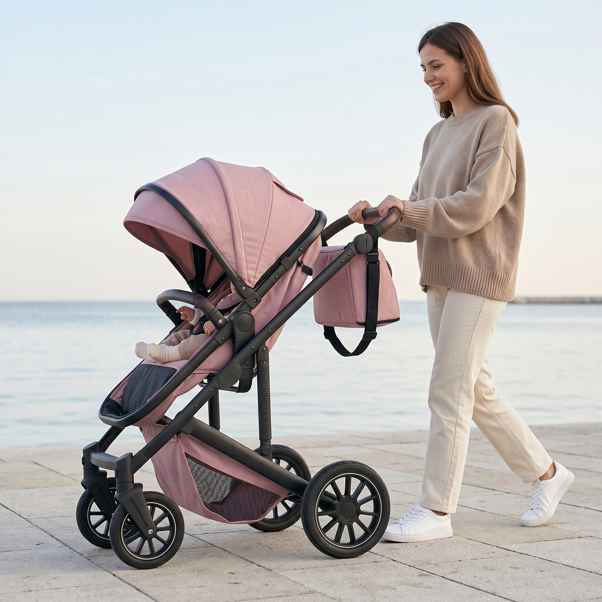 Twinky 4-in-1 Kinderwagen - Soft Pink (Buggy, Autostoel & Reisbedje in 1)