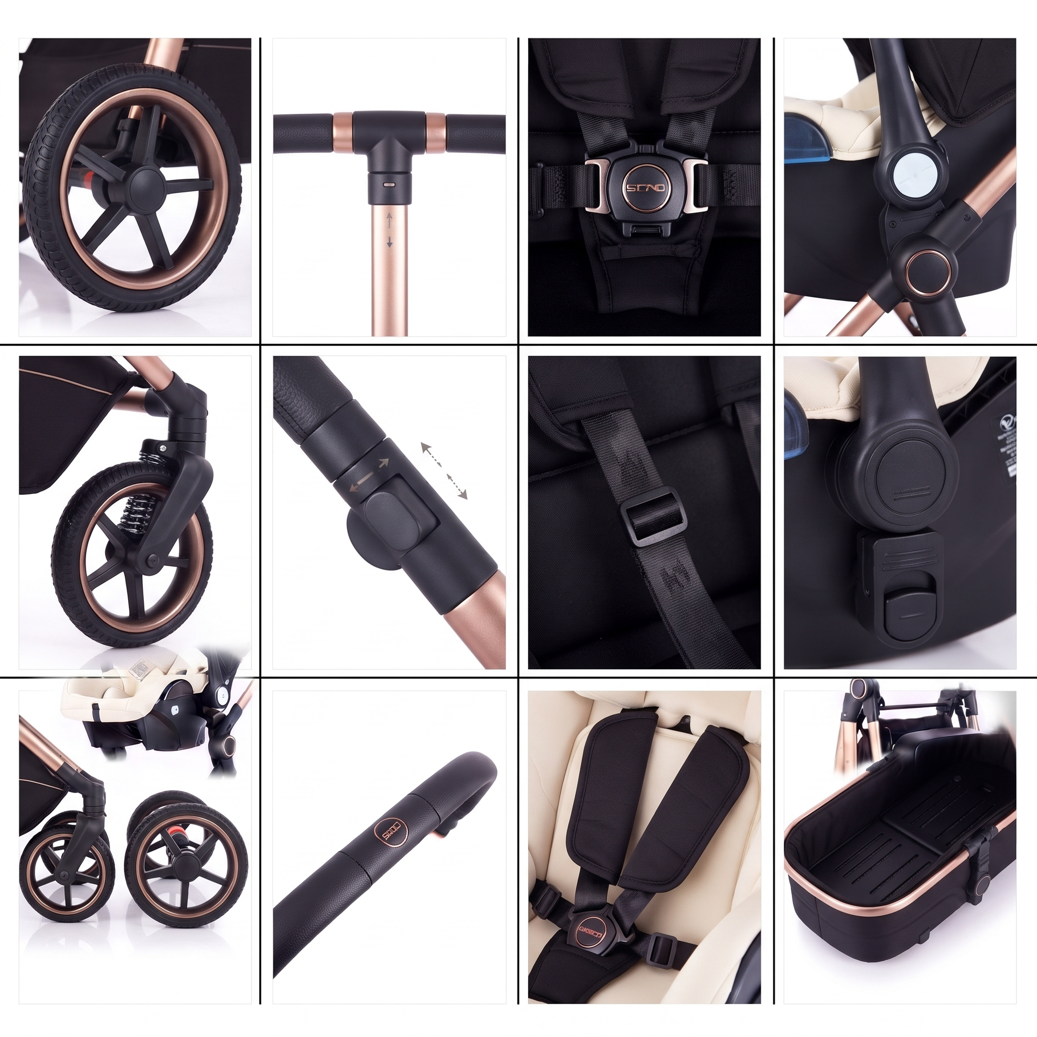 Twinky 4-in-1 Kinderwagen - Rose Gold Black