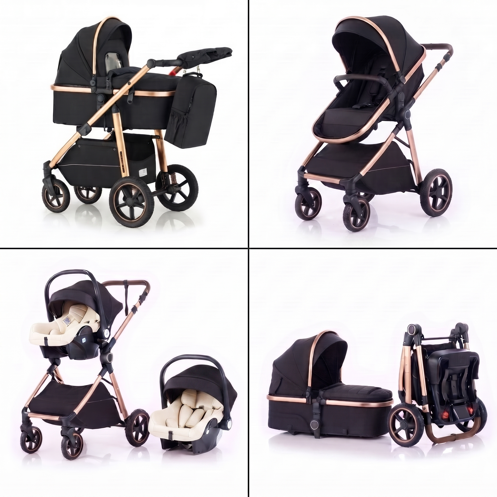 Twinky 4-in-1 Kinderwagen - Rose Gold Black