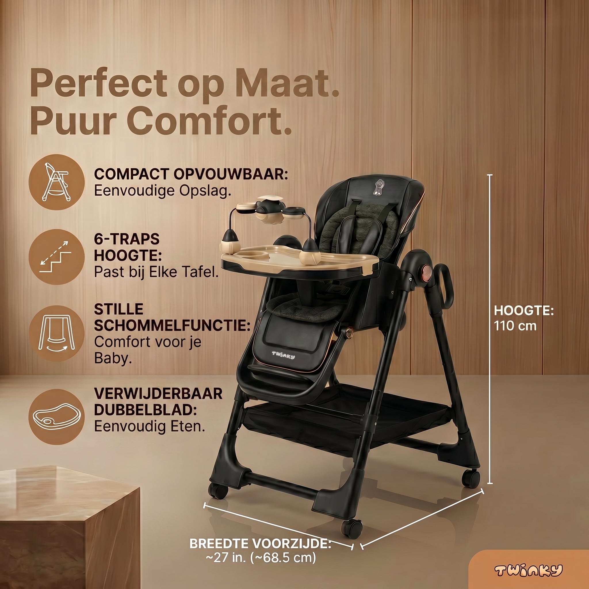(NIEUW) Twinky Kinderstoel EXPLORE - Black
