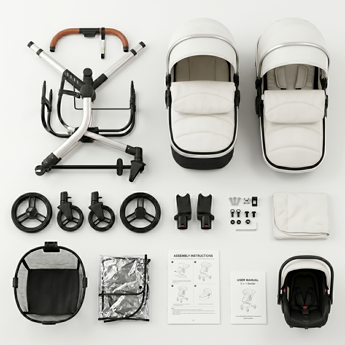 Twinky 4-in-1 Kinderwagen Luxury Set - White