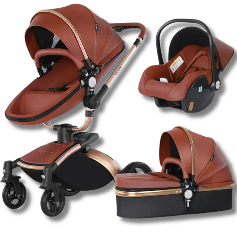 Twinky 3-in-1 Kinderwagen Exclusive Set - Buggy, Autostoel & Reisbedje in 1 (Brown)