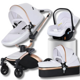 Twinky 3-in-1 Kinderwagen Exclusive Set - Buggy, Autostoel & Reisbedje in 1 (White)