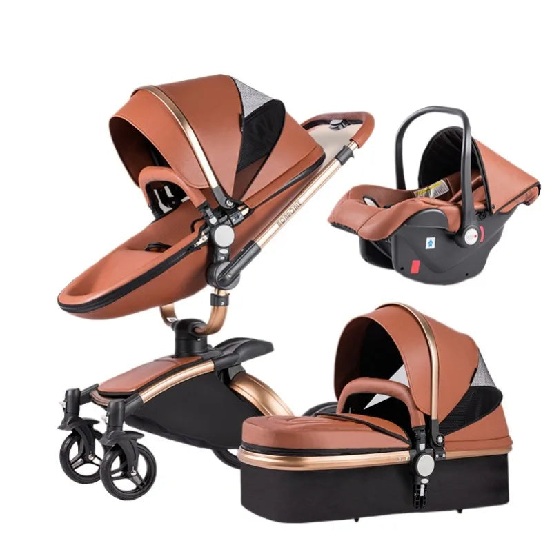 Twinky 3-in-1 Kinderwagen Exclusive Set - Buggy, Autostoel & Reisbedje in 1 (Brown)