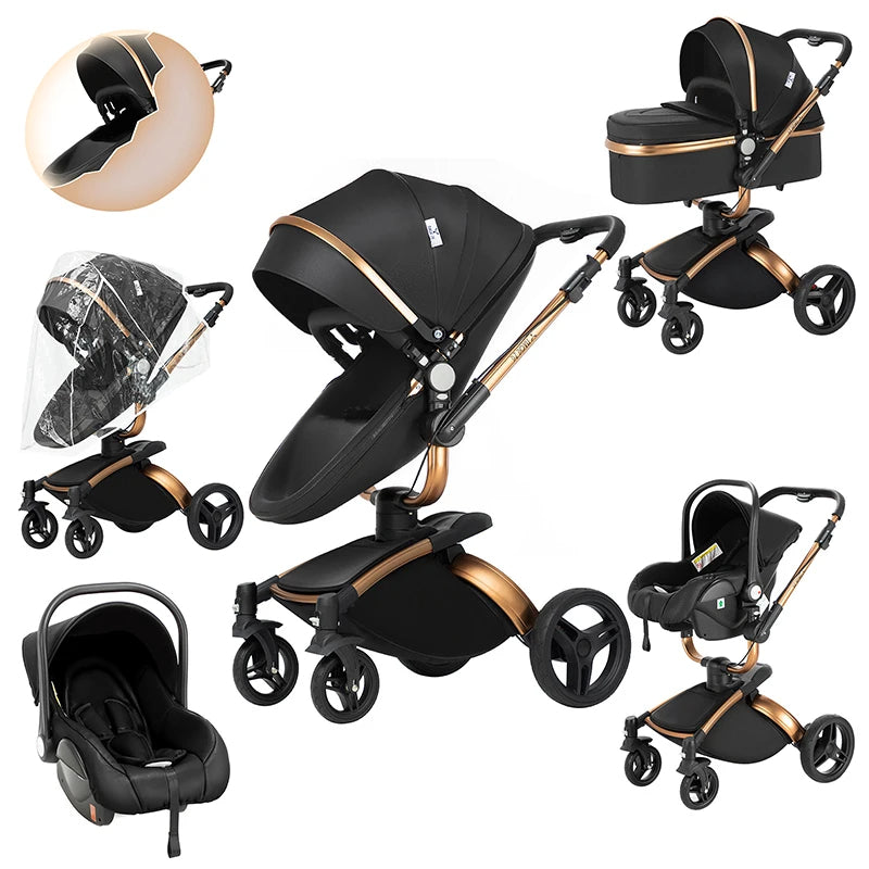 Twinky 3-in-1 Kinderwagen Exclusive Set - Buggy, Autostoel & Reisbedje in 1 (Black)