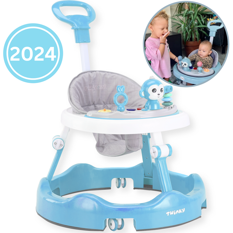 Een loopstoel voor baby's, ook bekend als babywalker of loopwagen, om de eerste stapjes te ondersteunen