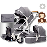 Twinky All-in-1 Kinderwagen  Set - Buggy, Autostoel & Reisbedje in 1 (Grijs)