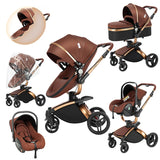 Twinky 3-in-1 Kinderwagen Exclusive Set - Buggy, Autostoel & Reisbedje in 1 (Brown)