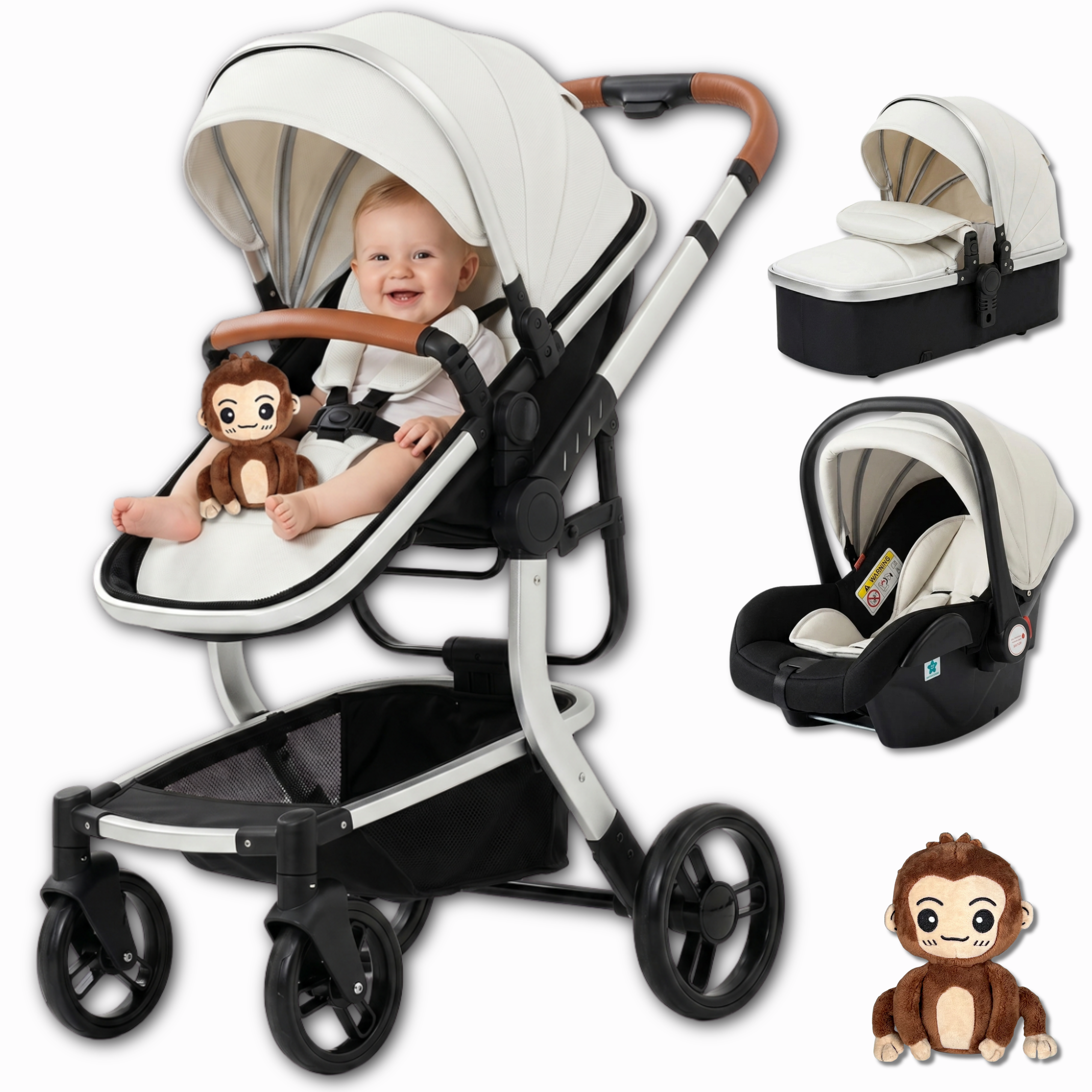 Twinky 4-in-1 Kinderwagen Luxury Set - White