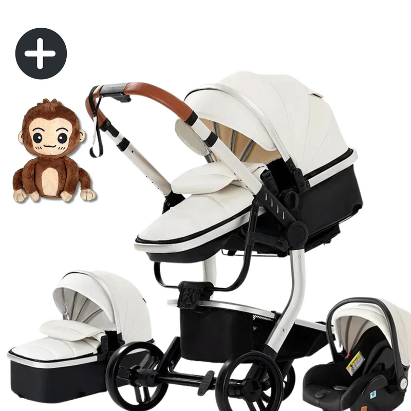 Twinky 3-in-1 Kinderwagen Luxury Set - Buggy, Autostoel & Reisbedje in 1 (White)