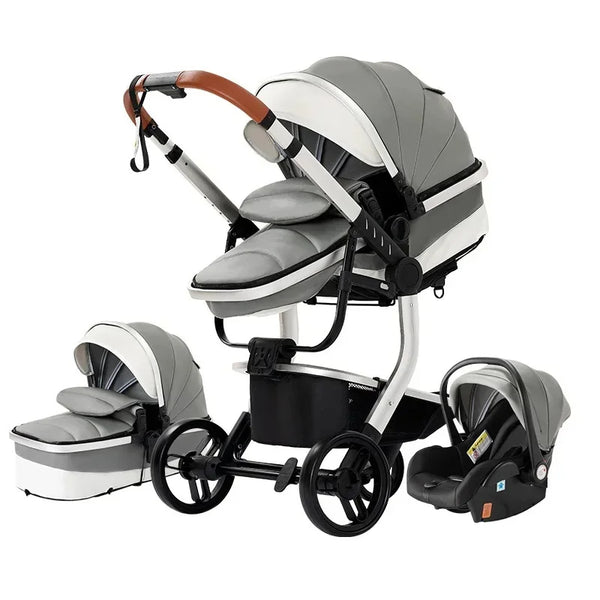 Twinky 3-in-1 Kinderwagen Luxury Set - Buggy, Autostoel & Reisbedje in 1 (Grey)