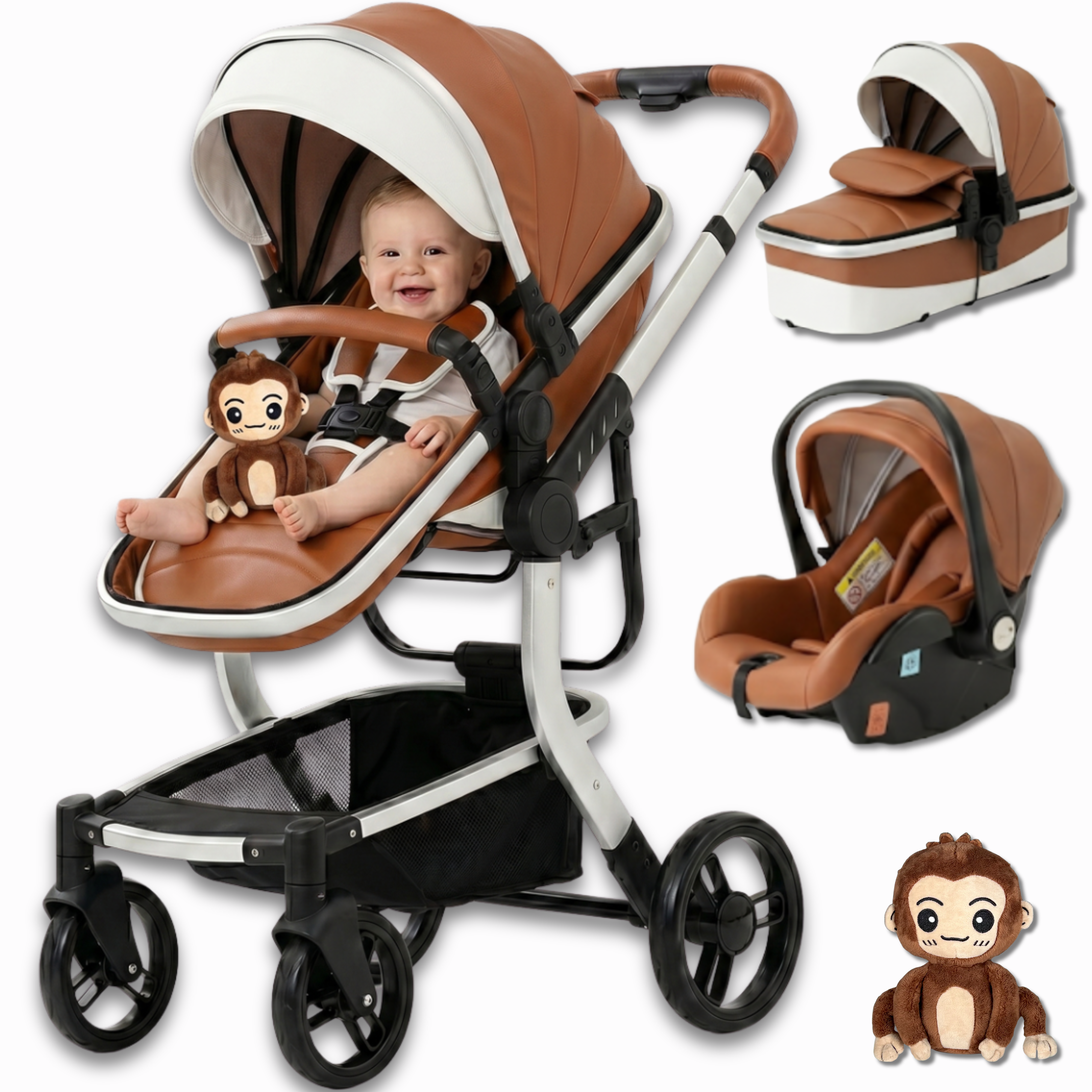 Twinky 4-in-1 Kinderwagen Luxury Set - Brown