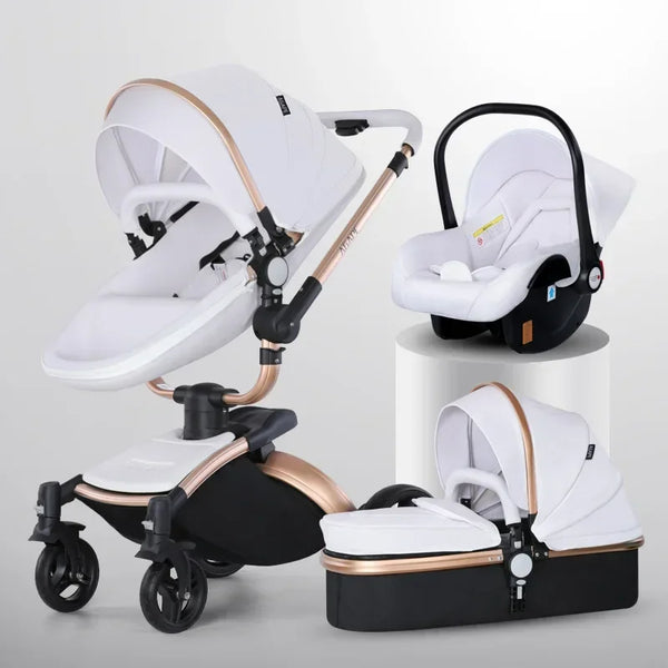 Twinky 3-in-1 Kinderwagen Exclusive Set - Buggy, Autostoel & Reisbedje in 1 (White)