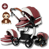 Twinky 3-in-1 Kinderwagen Luxury Set - Buggy, Autostoel & Reisbedje in 1 (Bordeaux)