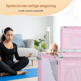 (Uitverkocht) Twinky Grondbox - Roze Rond - Baby Speelbox & Playpen