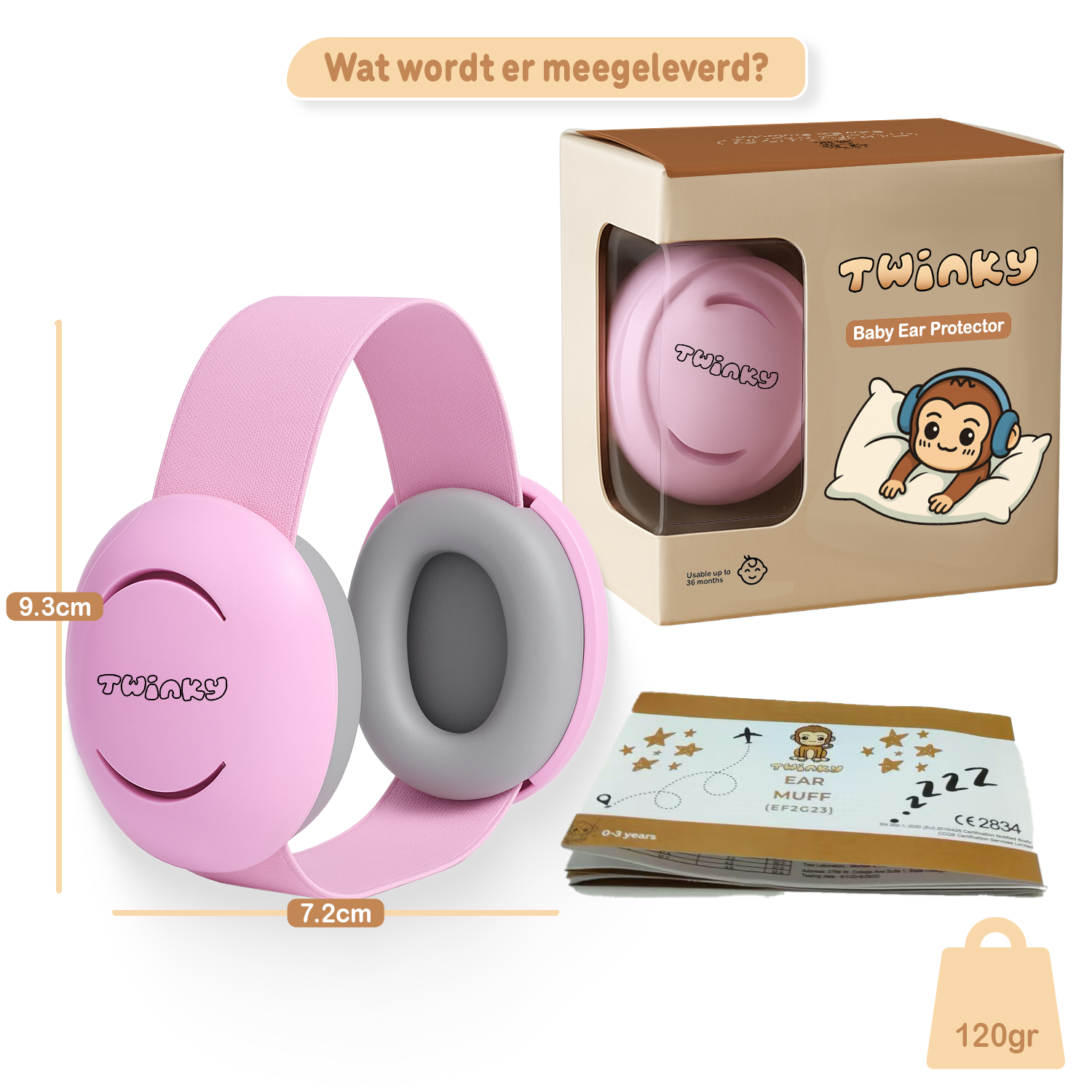 Twinky Baby Muffy's - Protection auditive pour bébé et tout-petit - Rose