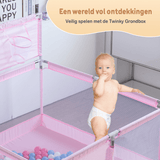 (UITVERKOCHT) Twinky Grondbox - Roze Vierkant - Baby Speelbox & Playpen