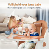 Een inklapbare kinderstoel die ook als kinderstoeltje en tafel kan dienen, ideaal als meegroeiende stoel voor baby's.